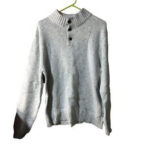 CHAPS 1/4 BUTTON WHITE SWEATER PULLOVER MENS SIZE LARGE